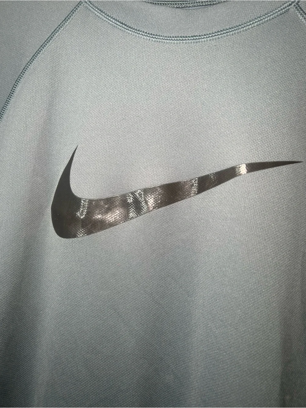 Nike Dri Fit Performance Tee Slate Blue Black Swoosh Short Sleeve Athletic Large